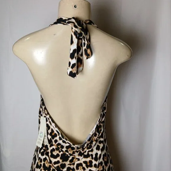 No Boundaries Halter Maxi Leopard Dress Size Large (NTW) - Picture 7 of 8